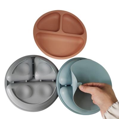 China Sustainable No Min Custom BPA Free Safe Baby Dish Silicone Suction Dish Feeding Baby for sale