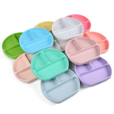 China High Quality Viable Kids Feeding Flat 100% Food Grade Silicone Baby Suction Dishes For Toddlers for sale