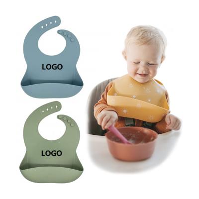 China Wholesale Antibacterial Printing Kids Food Grade Soft Silicone Bpa Free Soft Baby Feeding Waterproof Baby Silicone Bib for Kid and Toddlers for sale