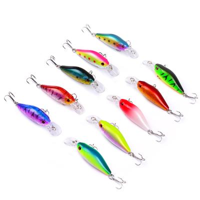 China Vivid Fish Action 70mm 8g 6# Hook Minnow Wobbler Swimming Crankbait Hard Bait Long Tongue Fishing Lures For Minnow for sale