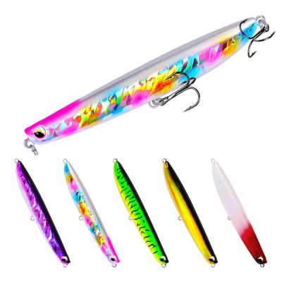 China Vivid Fish Action 13cm 18g 5color Hard Plastic Topwater Swimming Bait Top Water Fishing Lures Pencil for sale