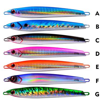 China Vivid Fish Action 250g 17cm Metal Jig Slow Swimming Lure Night Fishing Lure Glow In The Dark Casting Fishing Jig for sale