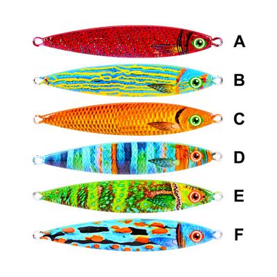 China 3D Vivid Fish Swimming Action Eyes 40g 8cm Sea Water Lure Slow Pitch Fishing Jig Luminous Bait Iron Builds Hologram Lure for sale