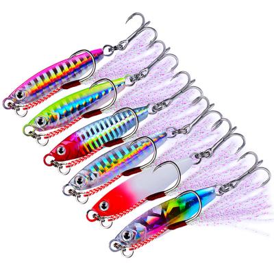 China Vivid Fish Action 7g 10g 20g 30g Metal Swimming Bait Bait Baiting Lure Iron Jigs Luminous Slow Jig With Blood Bowl Hook for sale