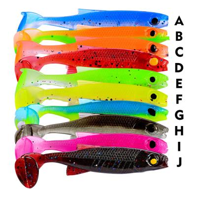 China Vivid Fish Action 10 Pcs/Artificial Custom Plastic Shad Baits Fishing Lure Lure Soft Swim Baits for sale