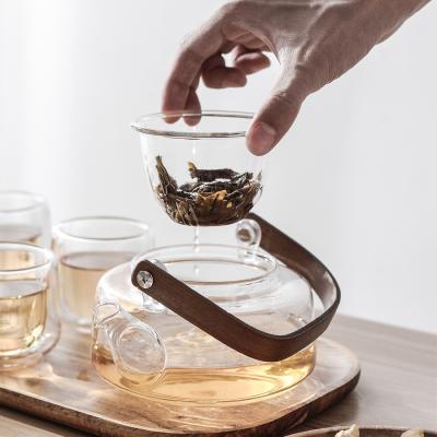 China Viable High Quality Clear Traditional Kettle Slips Transparent Portable Glass Tea Set for sale