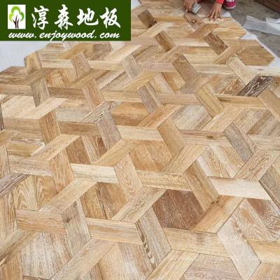 China Hexagon Design Oak Wood Flooring Diamond Design Art Parquet Wood Traditional Flooring for sale