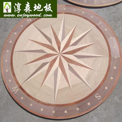 China Rose Design Hardwood Medallion Wood Wind Compass Flooring Contemporary Wooden Inlay Parquet Design for sale