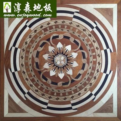 China Contemporary Inlay Hardwood Medallion Floor Mosaic Wood Flooring Inlay Patterned Art Parquet Flooring for sale