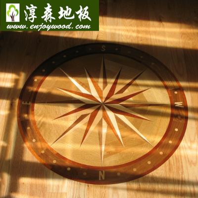 China Rose Design Hardwood Medallion Wood Wind Compass Flooring Contemporary Wooden Inlay Parquet Design for sale