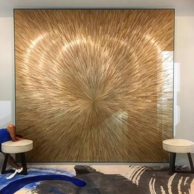 China Modern Sun Burst Design Straw Marquetry Art Straw Picture Marquetry Craft Wall Panel for sale