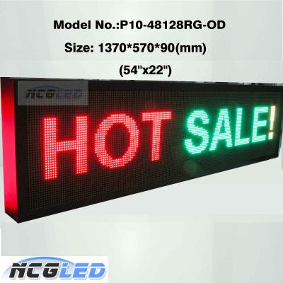 China IP65 waterproof IRON cabinet P10 RGY tri color Outdoor LED Moving MESSAGE SIGN for sale