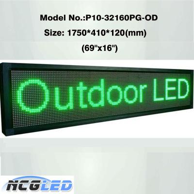 China NCGLED HOT SALE Top quality 67''x16'' High brightness  Single Green LED message display sign for advertising for sale