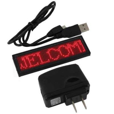 China Global language support  Programmable 12X48 pixels scrolling message LED name tags for sale