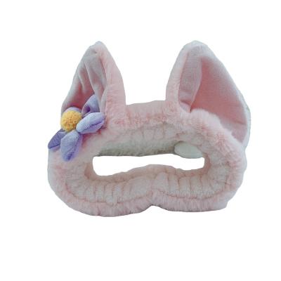 China Large Ears Hair Accessories Animal Microfiber Headband Lovely Little Microfiber Headband Face Wash Plush Headband for sale