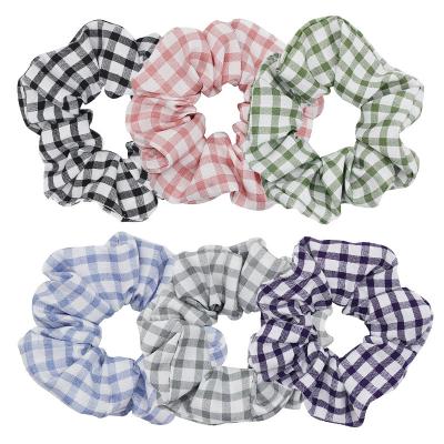 China Retro French Hair Ring Large Intestine Hair Circle Environmentally Friendly Stripe Plaid Satin Girl's Head Rope for sale