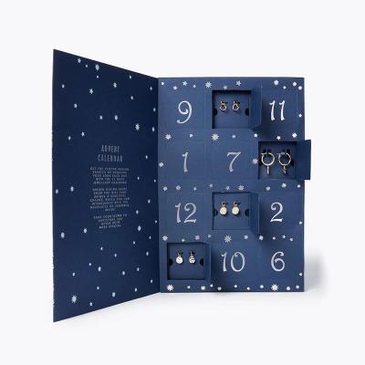 China 2022 Recyclable Christmas Calendar Advent Packaging Paper Boxes For Luxury Empty Jewelry 12 Days for sale