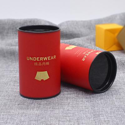 China Guangdong Biodegradable Cylindrical Cardboard Box Customized Underwear Circle Tube Packaging With Metal Iron Cover for sale