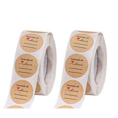 China Easy to tear custom print around pre-cut kraft paper sticker tape roll wrapper handmade with love for sale