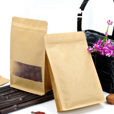 China Recyclable Wholesale Brown Zipper Top Kraft Paper Bags For Tea Packaging for sale