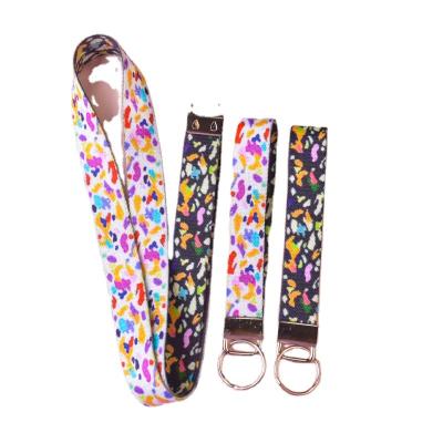 China Hot Sale Sublimation Elastic Environmental Polyester Key Support Lanyard for Backpack and Wristband for sale