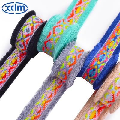 China 2022 Tenacity Multi-size lace polyester yarn jacquard hot sale custom made lace tops for apparel and accessories for sale