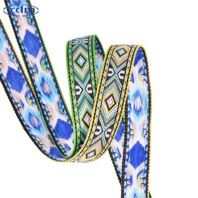 China New Eco-friendly Style Jacquard Ribbon Webbing Resilient Embroidery 1.8 Cm Polyester Knitting Straps Bags Apparel Accessories for sale