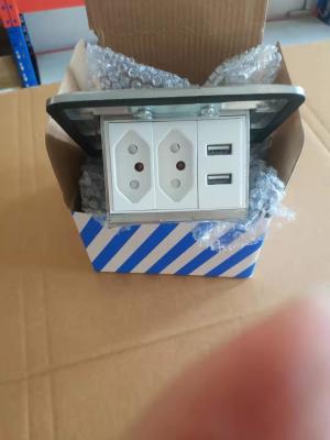 China BR Ground Pop Up Floor Outlet Box Socket Aluminium Alloy 3 Modules for sale