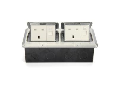 China Aluminium Alloy Double Floor Socket Silver Duplex Floor Box 2 Power 2 Network for sale