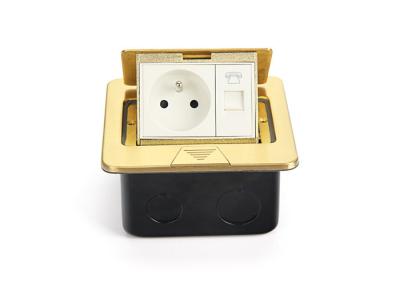 China Hidden Pop Up Floor Socket Box , Brass French Socket With Modular Jack for sale