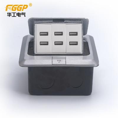 China Three Way USB Pop Up Floor Outlet , GCC Pass Floor Plug Socket With USB Charger for sale