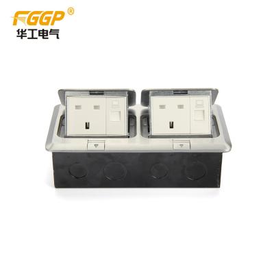 China La aleación de aluminio del estilo de las BS surge el piso del doble del zócalo del piso - toma de corriente montada con el RJ45 en venta