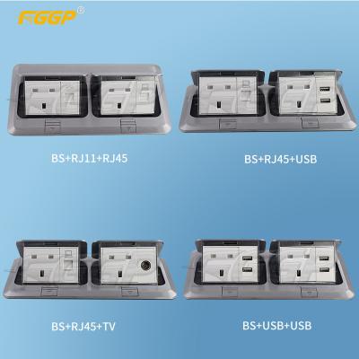 China Del OEM del aluminio del surgir caja a dos caras del zócalo del piso con los datos Rj45 en venta