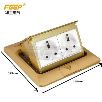 China Multifunctional Rj45 Data Floor Socket Box With Data Jacks SS Covered Brass Floor Socket for sale