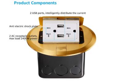 China Customized GFCI Water Rated Round Floor Socket 125v Brass Alloy for sale