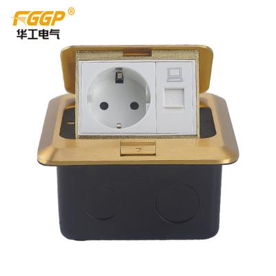 China De la aleación del surgir zócalo de cobre amarillo 13A 250V del piso RJ45 para los suelos concretos/del granito en venta