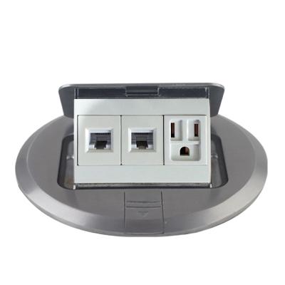 China Silver Aluminum Round Floor Socket 125V American Receptacle Outlet for sale