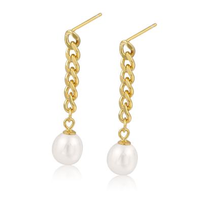 China Fashionable Wholesale Retro S925 Silver Pearl Stud Earrings Simple And Fashionable Tassel Earrings for sale