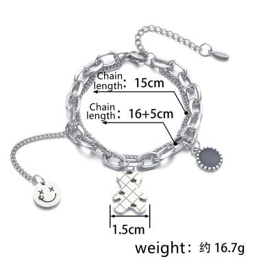 China FASHIONABLE Smiley Titanium Steel Lightweight Luxury Bangle Stainless Steel Bear Bangle Fashion Hip-Hop Bracelet for sale