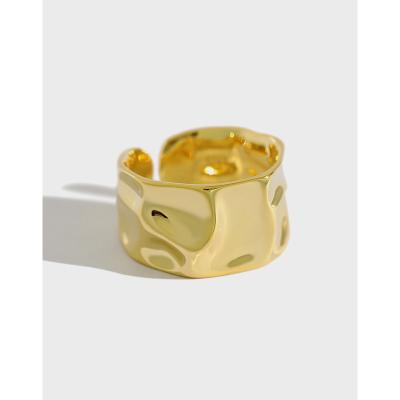 China S925 Sterling Ins Ring Wind Concave Face Ring FASHIONABLE Silver Cold Irregular Gold Plated Lady's Ring Wide Convex Face for sale