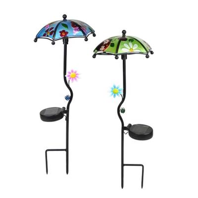 China Hot Sale Garden Metal and Glass Solar Mushroom LED Garden Stake Lights for Patio Lawn for sale