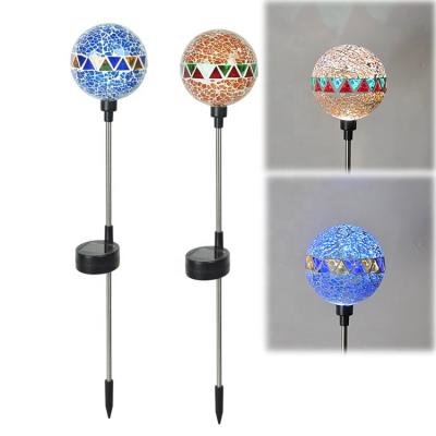 China Warm White Solar Energy Mosaic Decoration Yard Path LED Garden Stake Outdoor Landscape Lamp for sale