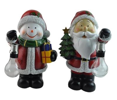 China Garden 2 Holiday Lighting LED Solar Christmas Snowman Santa Outdoor Light for sale