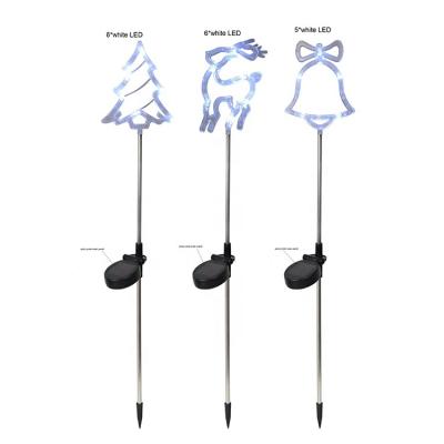 China Garden Holiday Lighting Solar LED Christmas Tree Deer Ringbell Outdoor Stake Light for sale