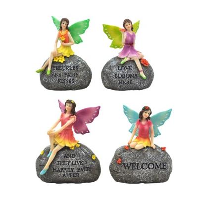 China Solar Fairy Angel Lights Statue Garden Resin Figurine From Europe for sale