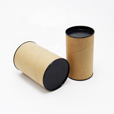 China Recyclable Kraft Paper Tube Food Grade Packaging Cylinder Tube Paper Box With Metal Lid for sale