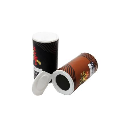 China Biodegradable Custom Printed Logo Kraft Paper Foil Lined Salt Paper Packaging Tube With Shaker Lid for sale