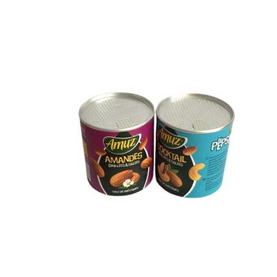 China Recycled Materials Customized Food Grade Composite Round Airtight Paper Canister Packaging For Almond for sale