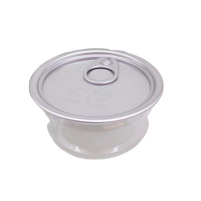 China Perfect Sealing / Waterproof And Oil Resistant PET Can Manufacture 100ml Plastic Jar With Aluminum Easy Open Lid for sale