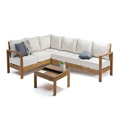 China Aluminum Sofa Indonesia Solid Corner Garden Sofa Set Furniture Wholesale Outdoor modern wood grain color dish for sale